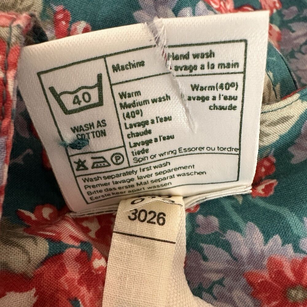 Vintage Laura Ashley Prairie Maxi Dress Floral Cottagecore 10 Cotton Puff Teal - Picture 12 of 12